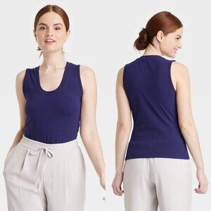 2 PACK Small - Womens U-Neck Slim Fit Tank Top - A New Day - Navy Blue